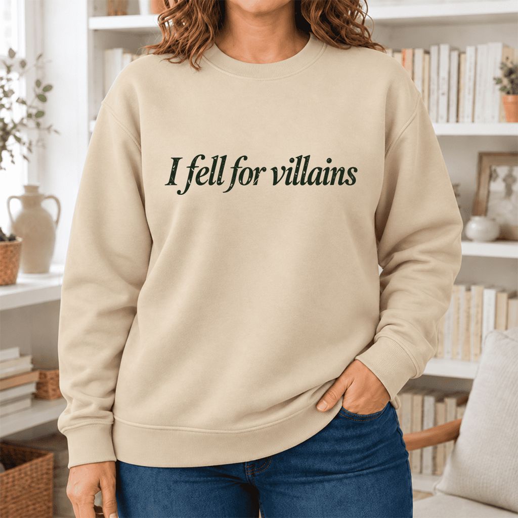 I Fell For Villains Softstyle Sweatshirt | Dark Romance Reader Gift Sand