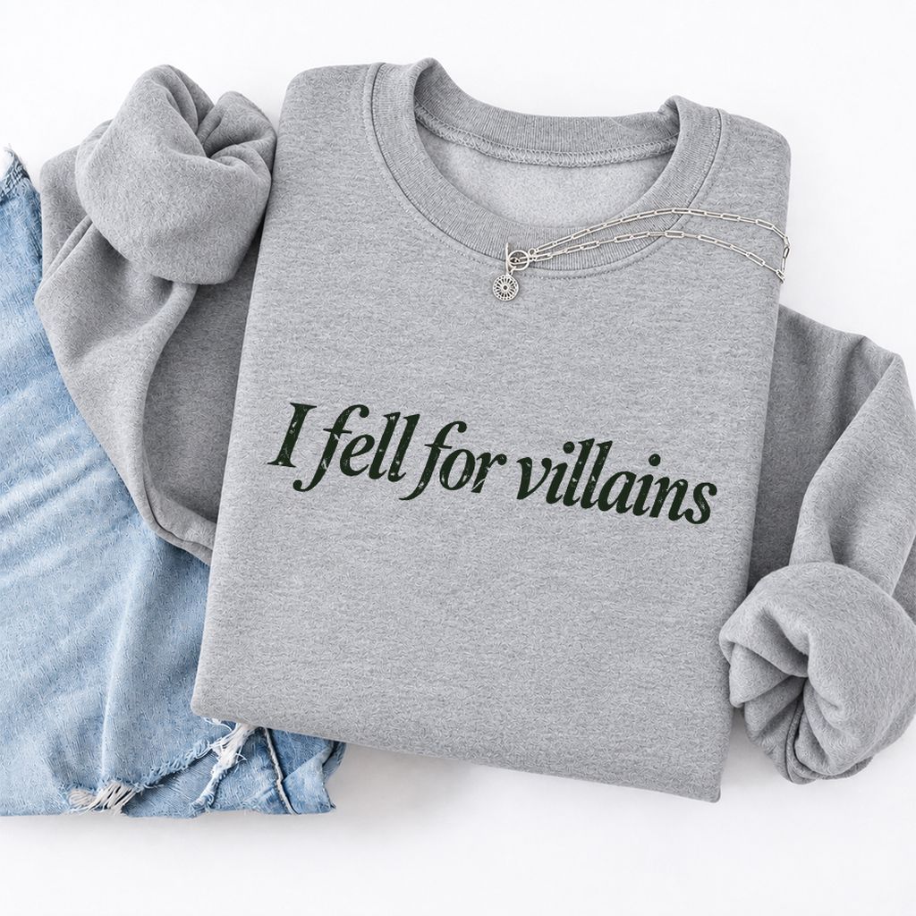 I Fell For Villains Softstyle Sweatshirt | Dark Romance Reader Gift Sport Grey