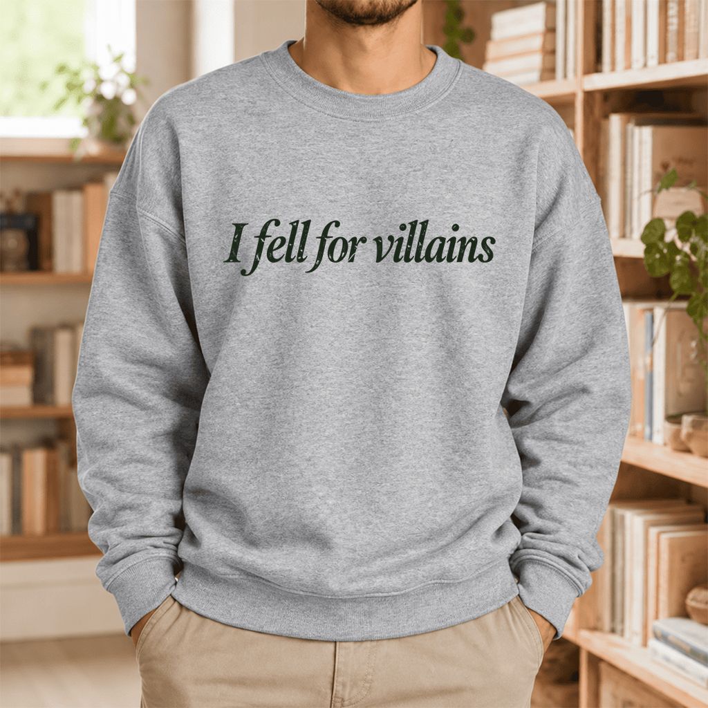 I Fell For Villains Softstyle Sweatshirt | Dark Romance Reader Gift Sport Grey