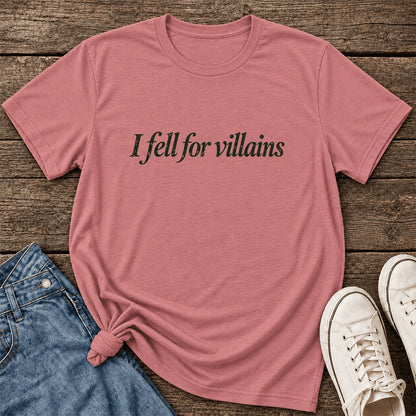 I Fell For Villains Ultra-Soft Cotton T-Shirt | Dark Romance Reader Gift Mauve