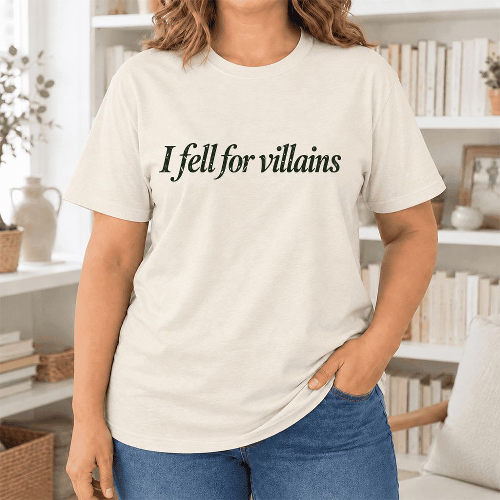 I Fell For Villains Ultra-Soft Cotton T-Shirt | Dark Romance Reader Gift Natural