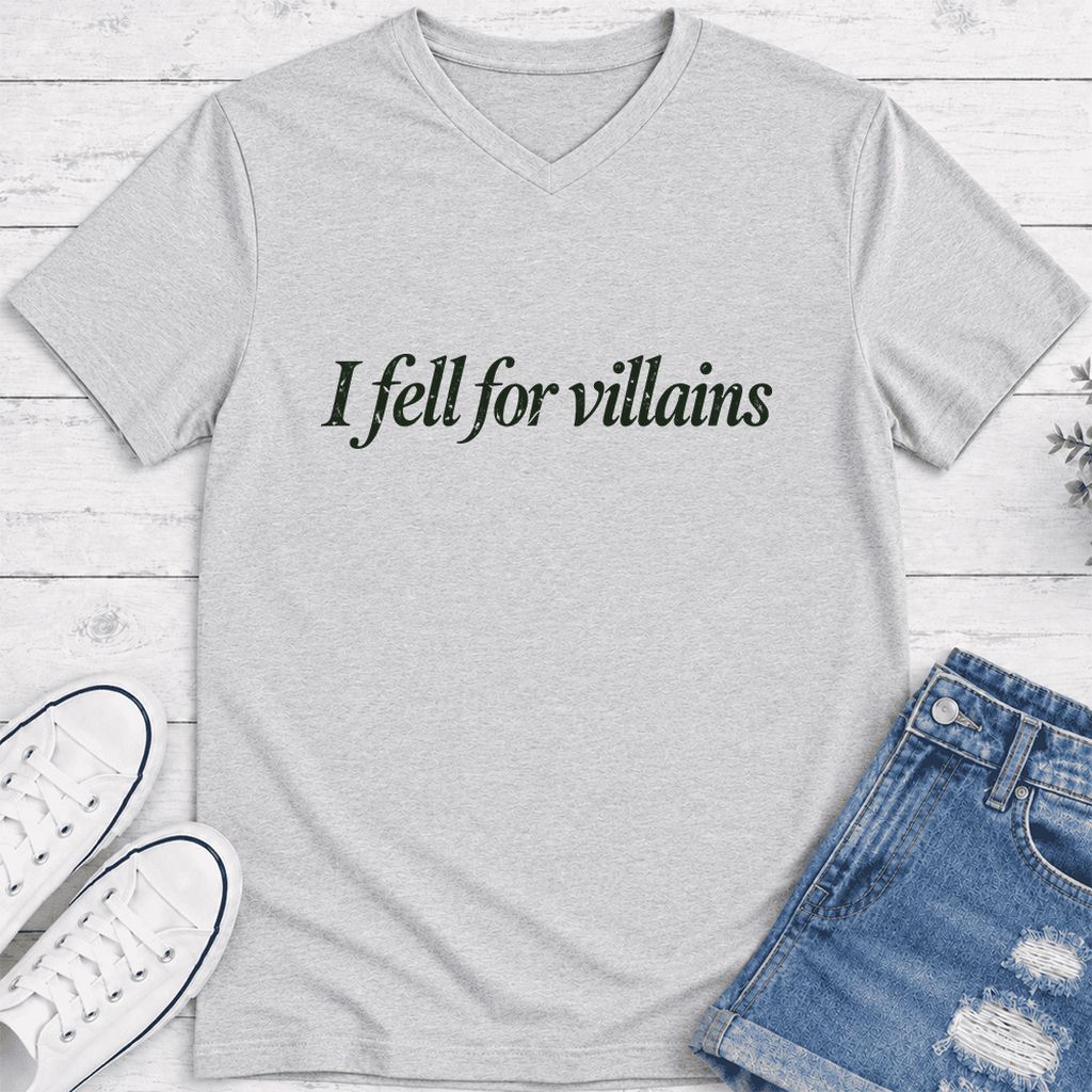 I Fell For Villains Ultra-Soft V-Neck | Dark Romance Reader Gift Ash