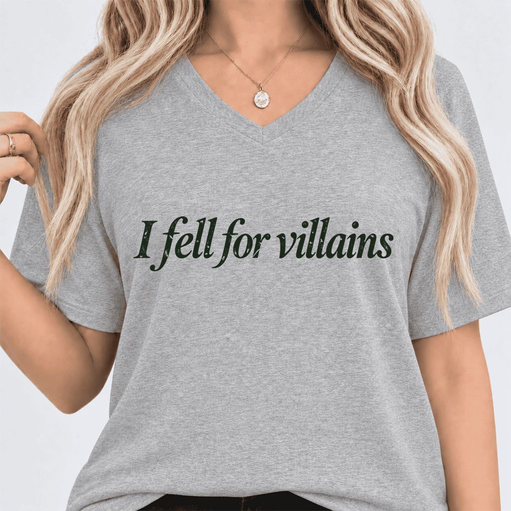 I Fell For Villains Ultra-Soft V-Neck | Dark Romance Reader Gift Athletic Heather