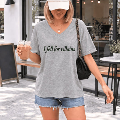 I Fell For Villains Ultra-Soft V-Neck | Dark Romance Reader Gift Athletic Heather