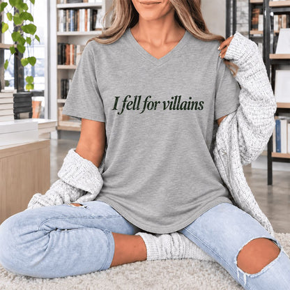 I Fell For Villains Ultra-Soft V-Neck | Dark Romance Reader Gift Athletic Heather