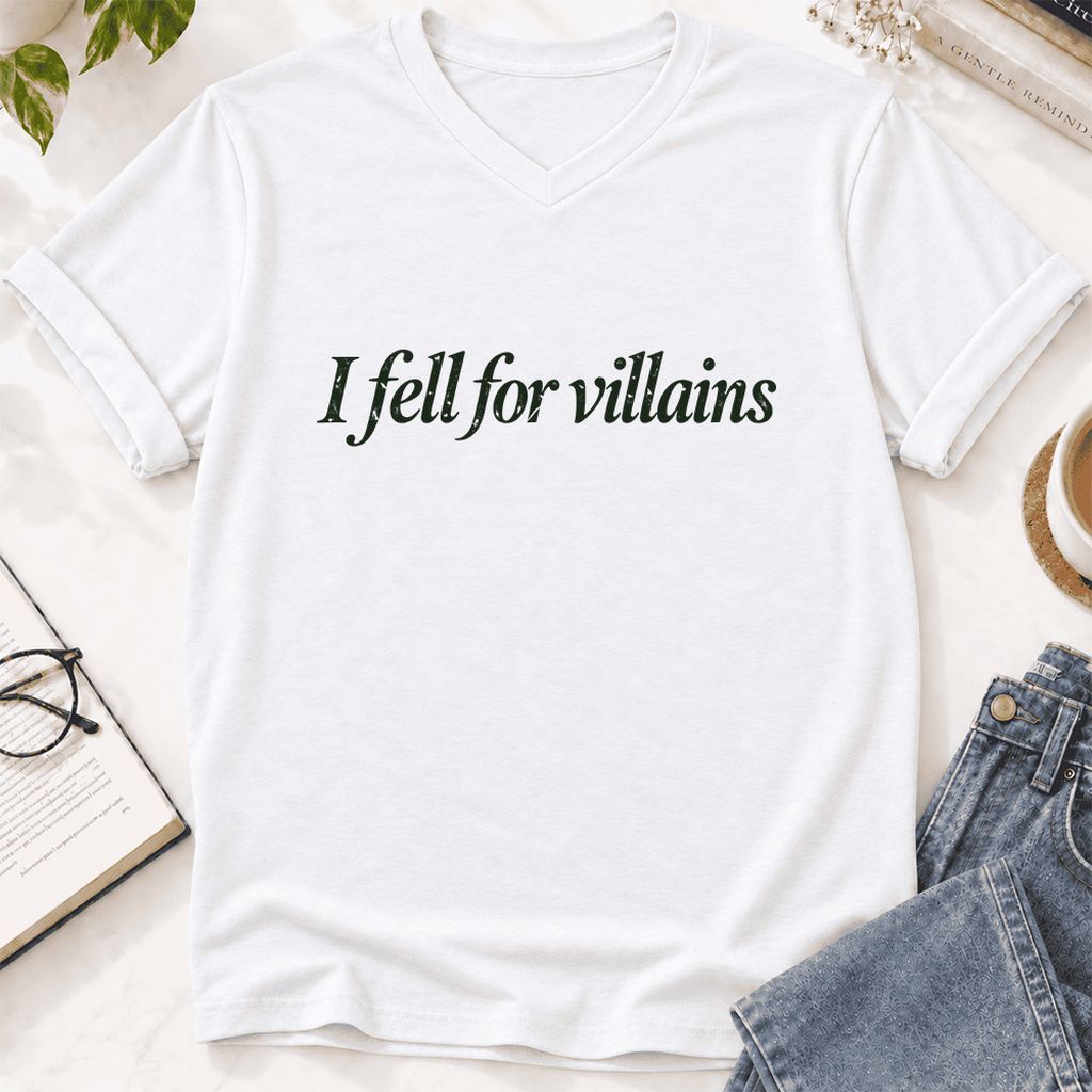 I Fell For Villains Ultra-Soft V-Neck | Dark Romance Reader Gift White