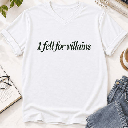 I Fell For Villains Ultra-Soft V-Neck | Dark Romance Reader Gift White