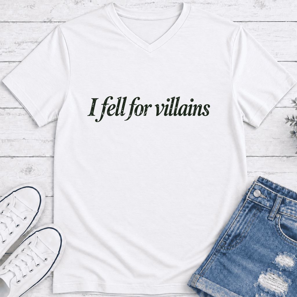 I Fell For Villains Ultra-Soft V-Neck | Dark Romance Reader Gift White