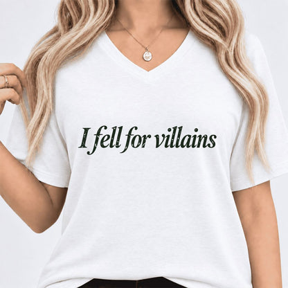 I Fell For Villains Ultra-Soft V-Neck | Dark Romance Reader Gift White