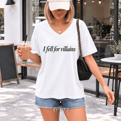 I Fell For Villains Ultra-Soft V-Neck | Dark Romance Reader Gift White