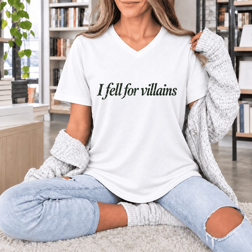 I Fell For Villains Ultra-Soft V-Neck | Dark Romance Reader Gift White