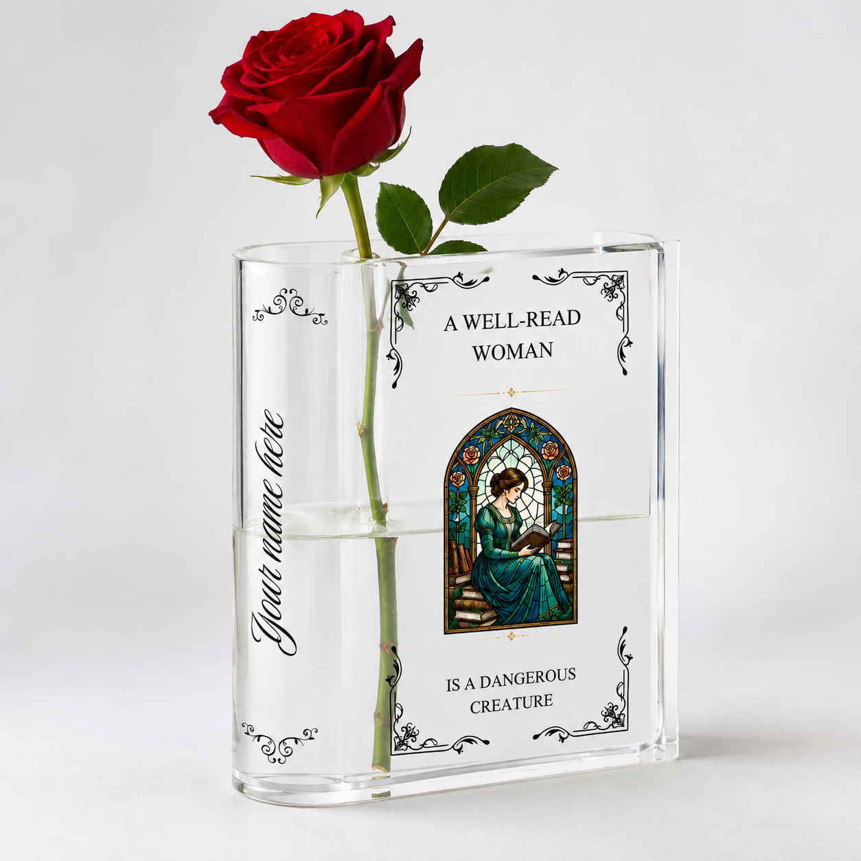 Personalized A Well-read Woman Is A Dangerous Creature Acrylic Book Vase Book Lover Gift