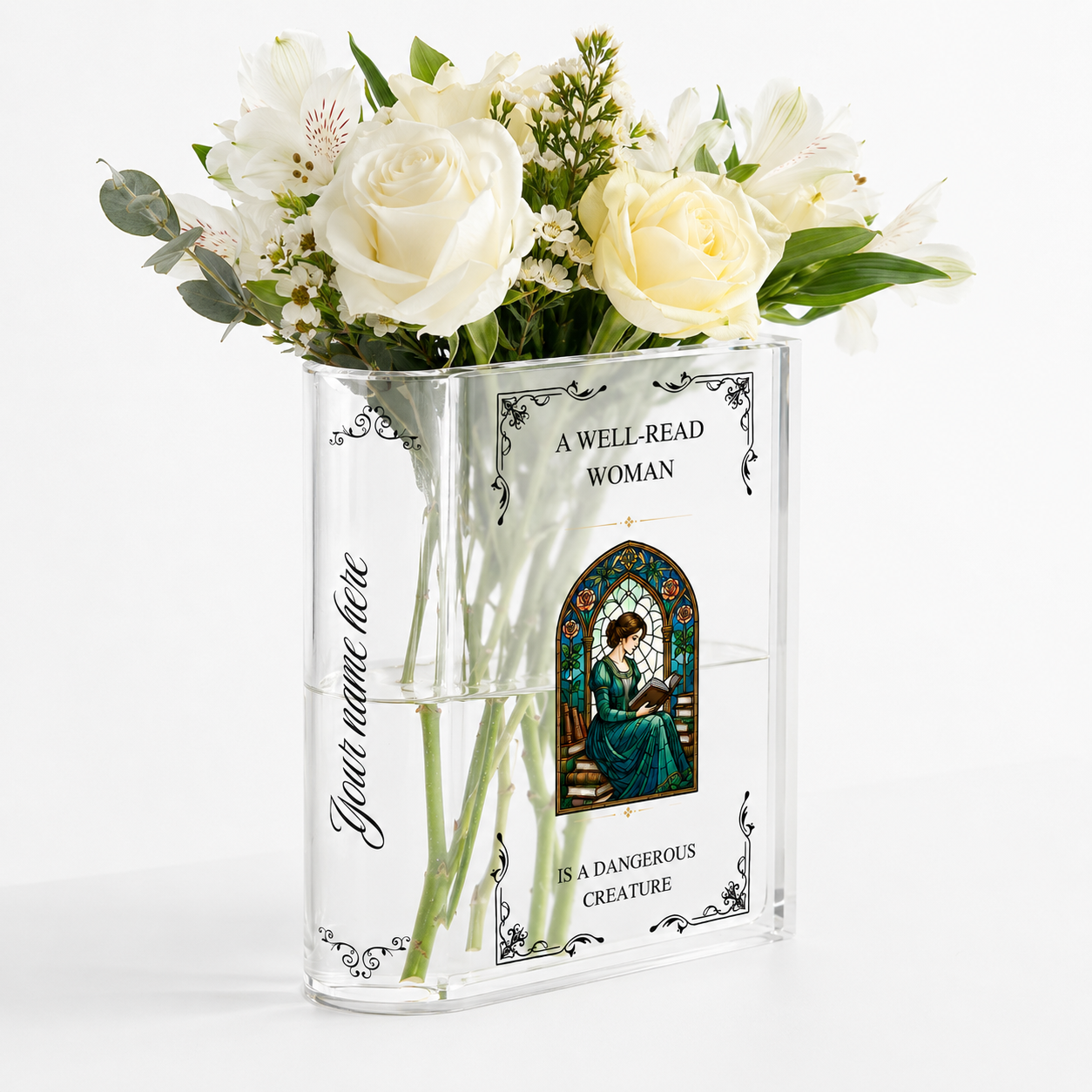 Personalized A Well-read Woman Is A Dangerous Creature Acrylic Book Vase Book Lover Gift