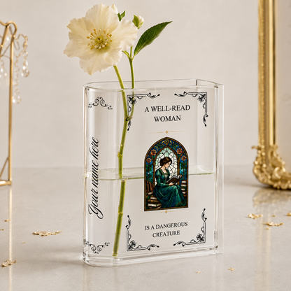 Personalized A Well-read Woman Is A Dangerous Creature Acrylic Book Vase Book Lover Gift
