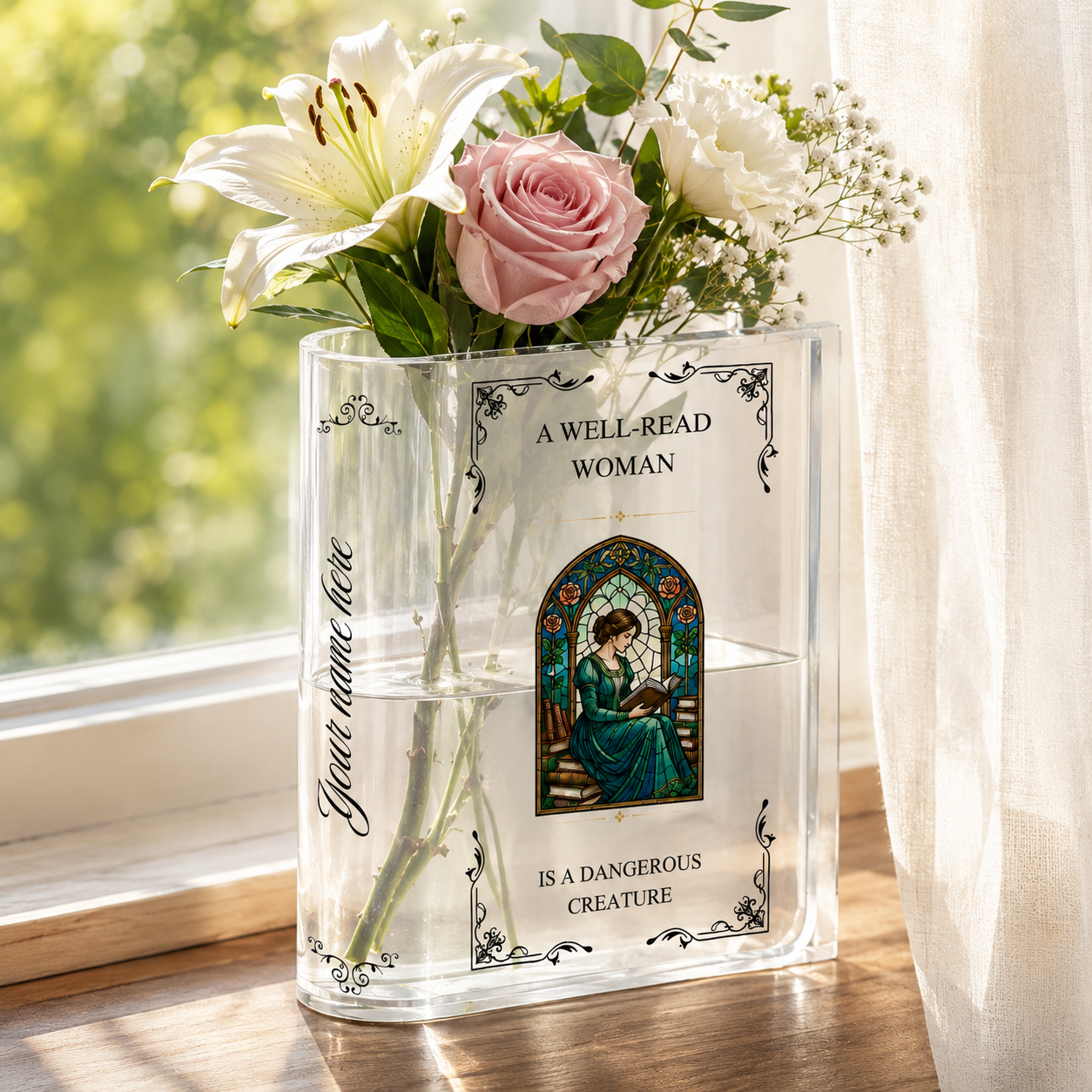 Personalized A Well-read Woman Is A Dangerous Creature Acrylic Book Vase Book Lover Gift