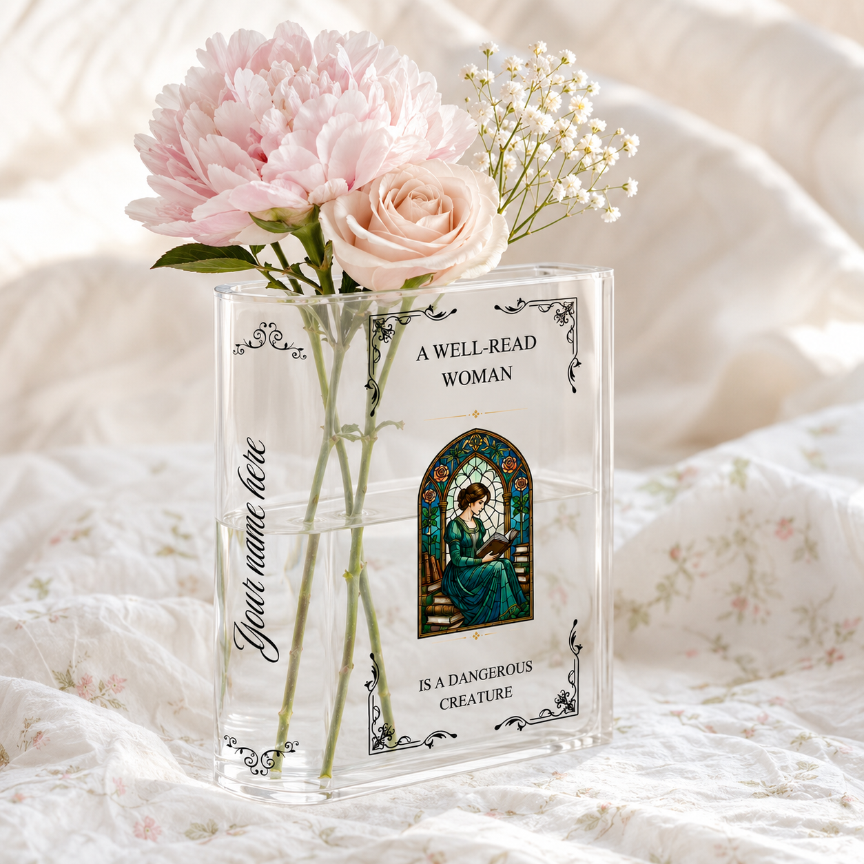 Personalized A Well-read Woman Is A Dangerous Creature Acrylic Book Vase Book Lover Gift