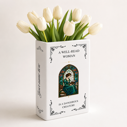 Personalized A Well-read Woman Is A Dangerous Creature Ceramic Book Vase Book Lover Gift