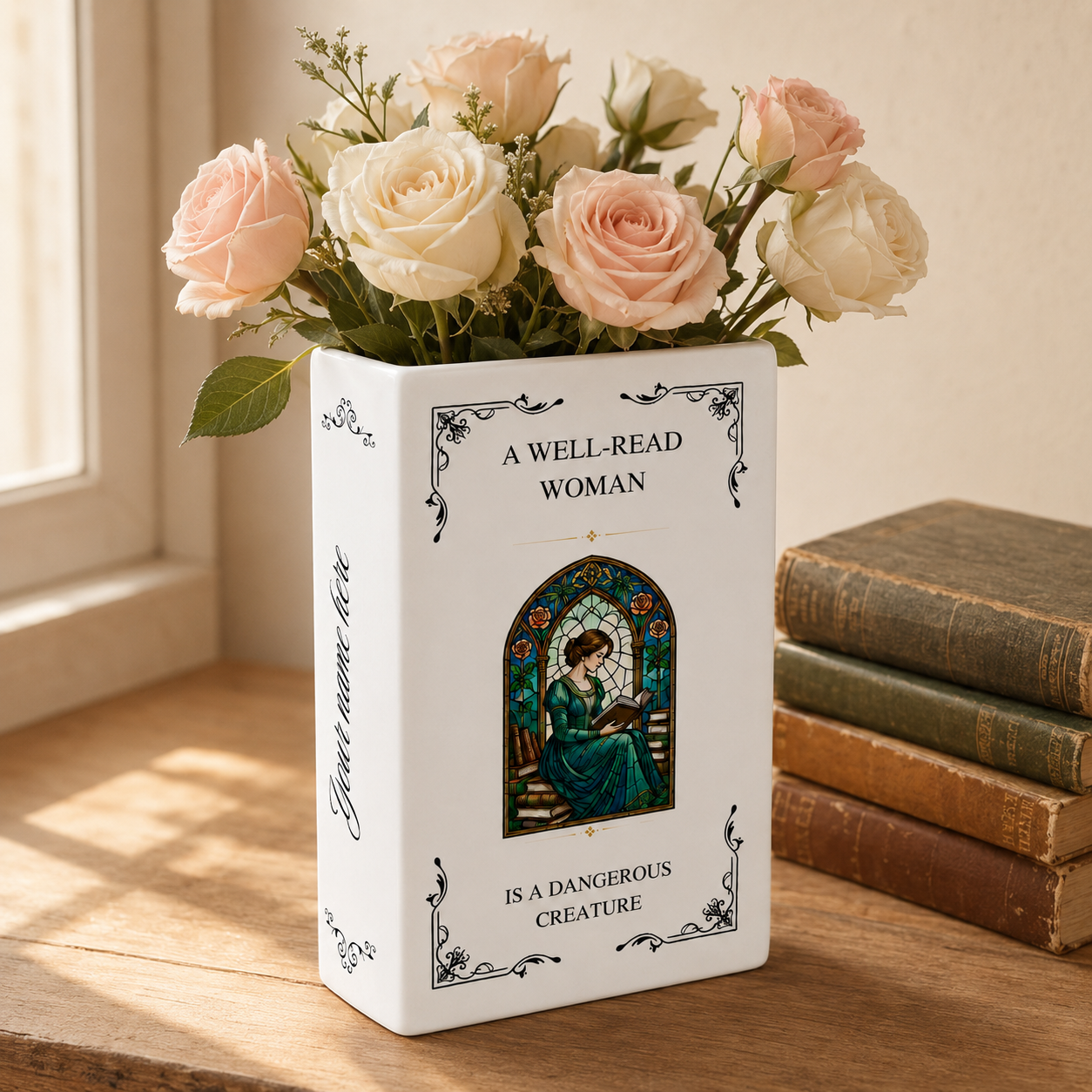 Personalized A Well-read Woman Is A Dangerous Creature Ceramic Book Vase Book Lover Gift