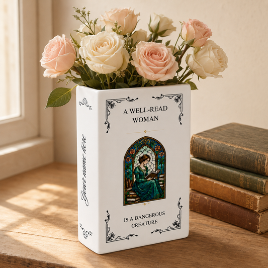 Personalized A Well-read Woman Is A Dangerous Creature Ceramic Book Vase Book Lover Gift