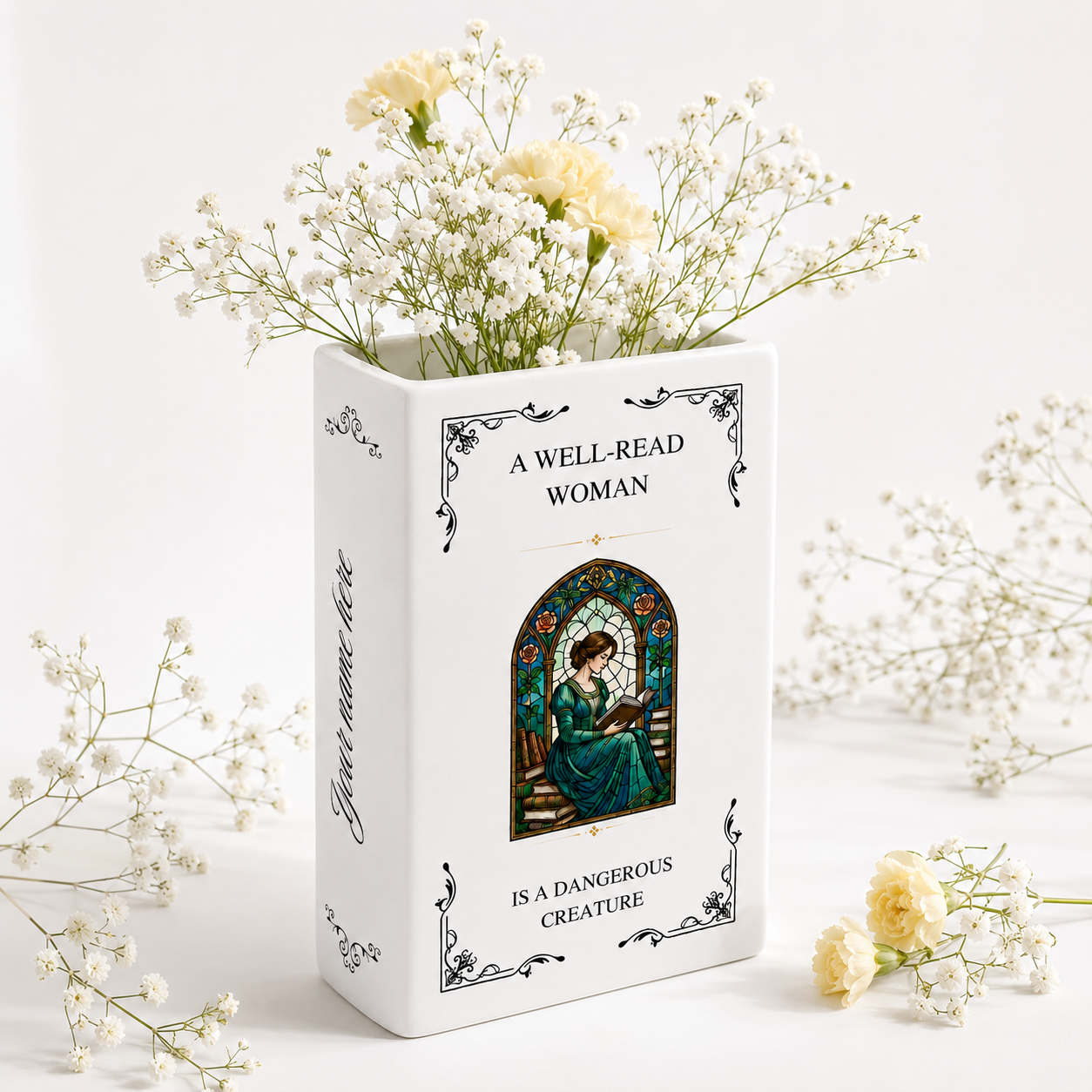 Personalized A Well-read Woman Is A Dangerous Creature Ceramic Book Vase Book Lover Gift