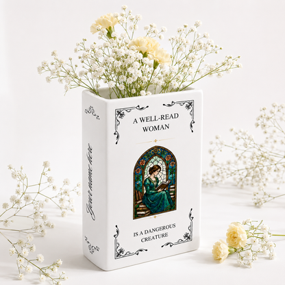 Personalized A Well-read Woman Is A Dangerous Creature Ceramic Book Vase Book Lover Gift
