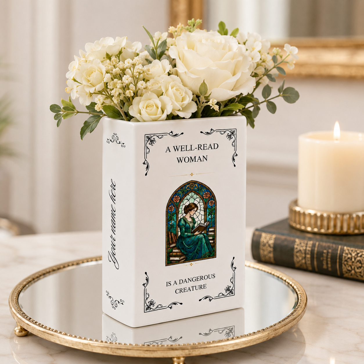 Personalized A Well-read Woman Is A Dangerous Creature Ceramic Book Vase Book Lover Gift