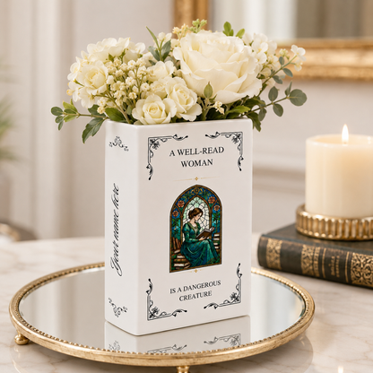 Personalized A Well-read Woman Is A Dangerous Creature Ceramic Book Vase Book Lover Gift