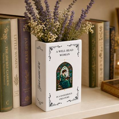 Personalized A Well-read Woman Is A Dangerous Creature Ceramic Book Vase Book Lover Gift