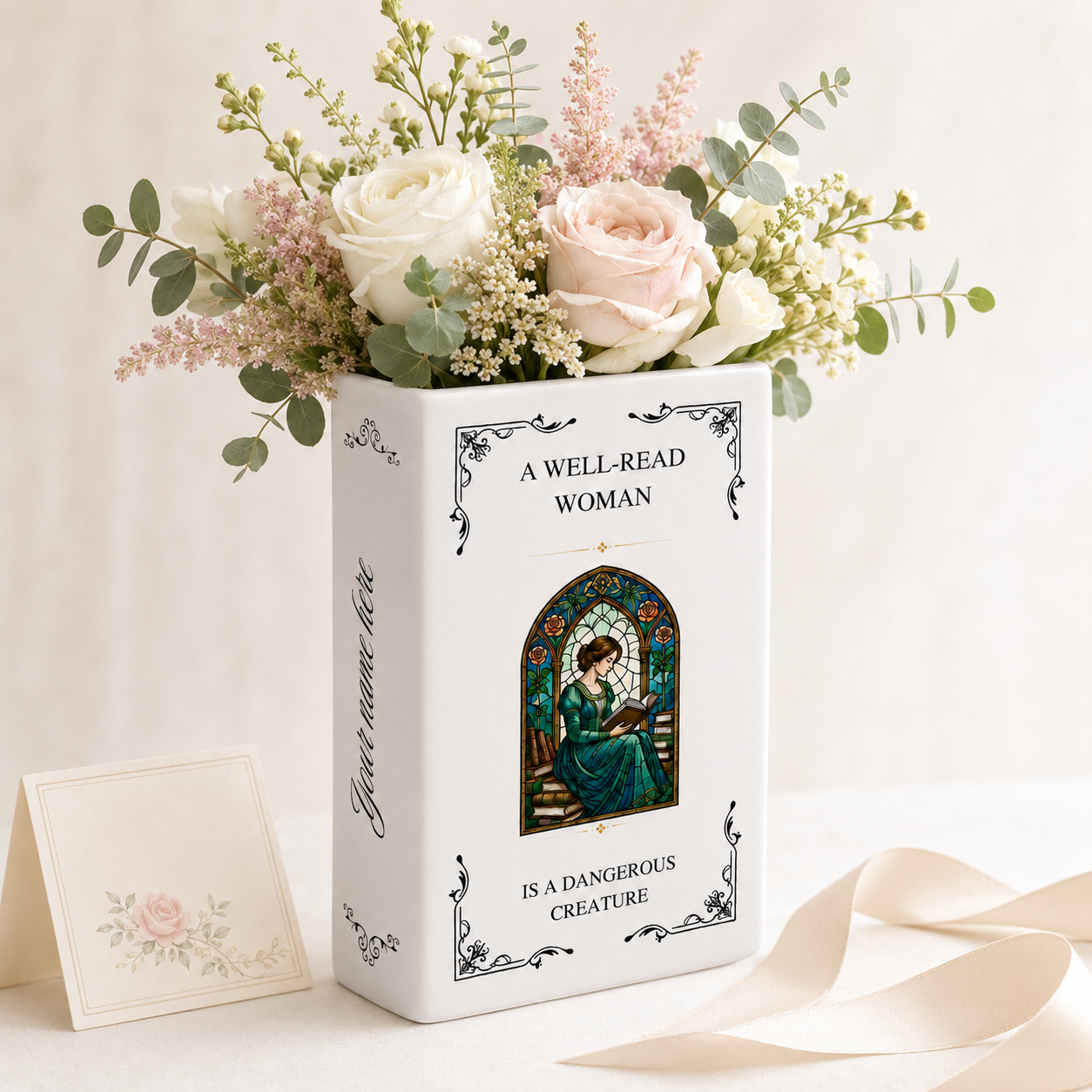 Personalized A Well-read Woman Is A Dangerous Creature Ceramic Book Vase Book Lover Gift