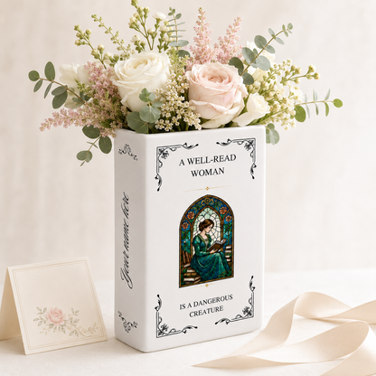 Personalized A Well-read Woman Is A Dangerous Creature Ceramic Book Vase Book Lover Gift