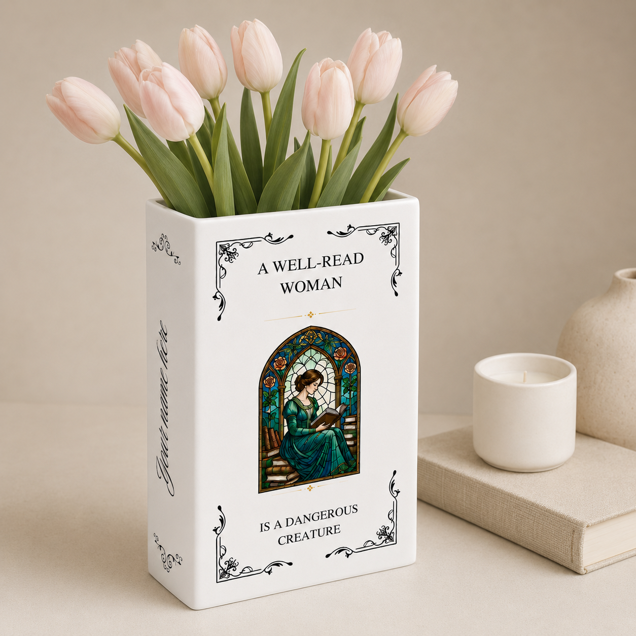 Personalized A Well-read Woman Is A Dangerous Creature Ceramic Book Vase Book Lover Gift