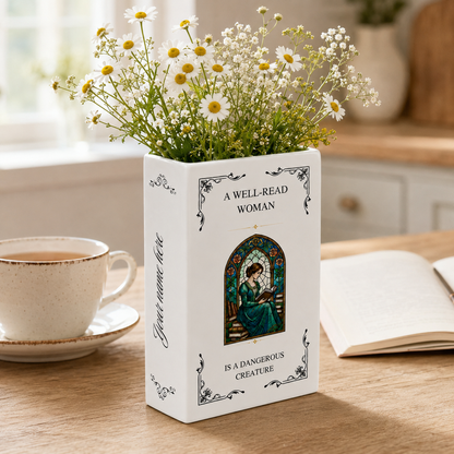 Personalized A Well-read Woman Is A Dangerous Creature Ceramic Book Vase Book Lover Gift