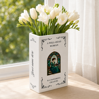 Personalized A Well-read Woman Is A Dangerous Creature Ceramic Book Vase Book Lover Gift