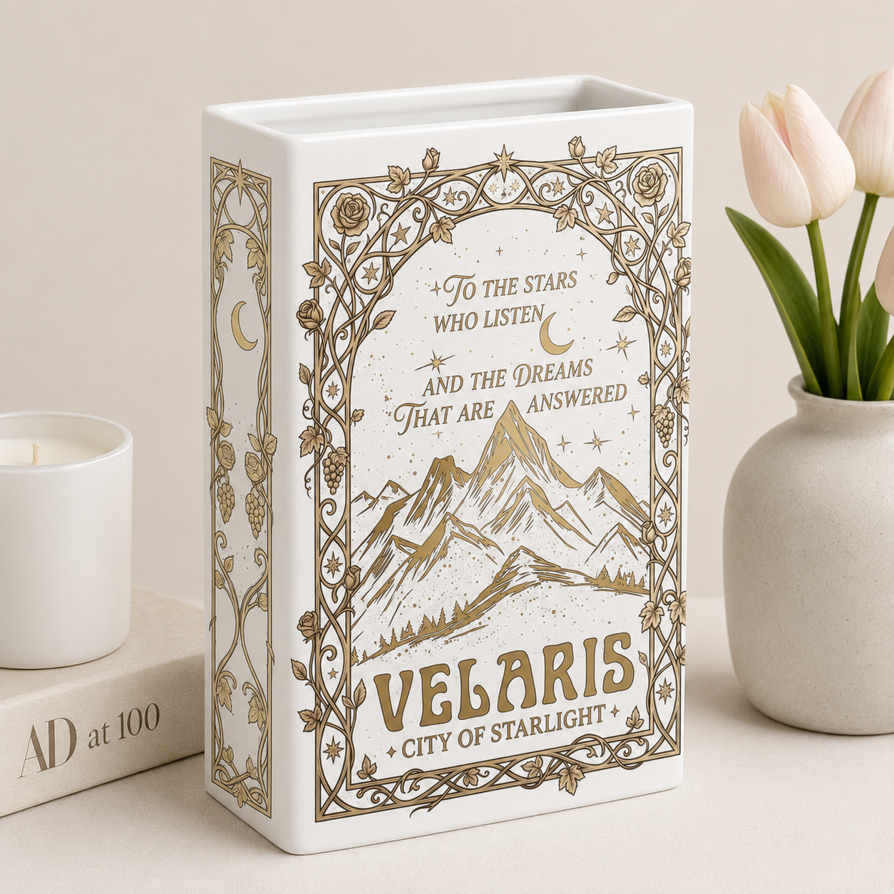 ACOTAR Velaris City Of Starlight Night Court Ceramic Book Vase Book Lover Gift