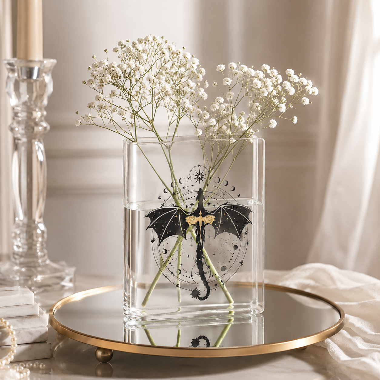 Black Dragon Acrylic Book Vase Book Lover Gift