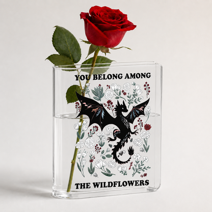 Abraxos Flower Fantasy Dragon Acrylic Book Vase Book Lover Gift