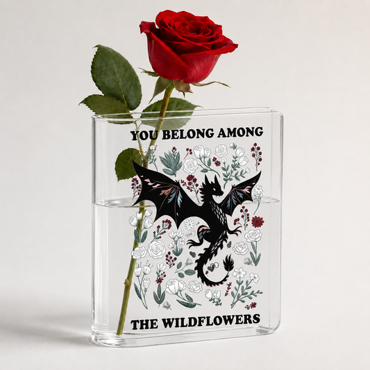 Abraxos Flower Fantasy Dragon Acrylic Book Vase Book Lover Gift