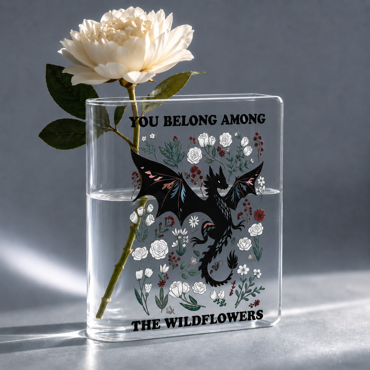 Abraxos Flower Fantasy Dragon Acrylic Book Vase Book Lover Gift