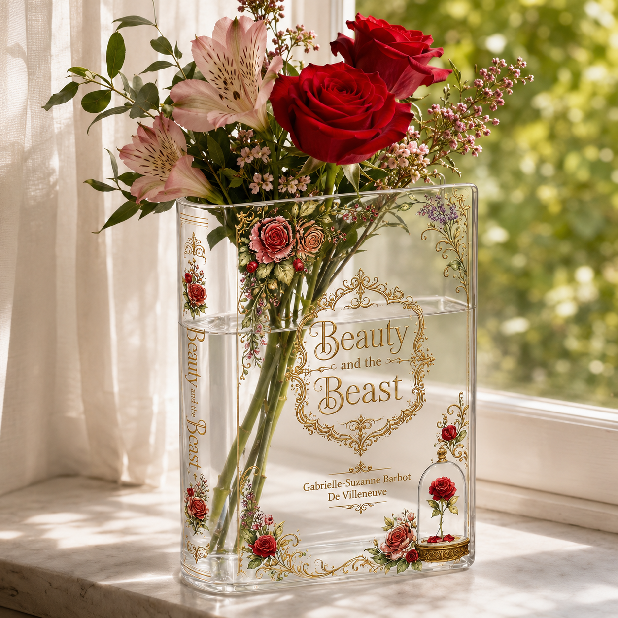 Beauty and the Beast Acrylic Book Vase Book Lover Gift