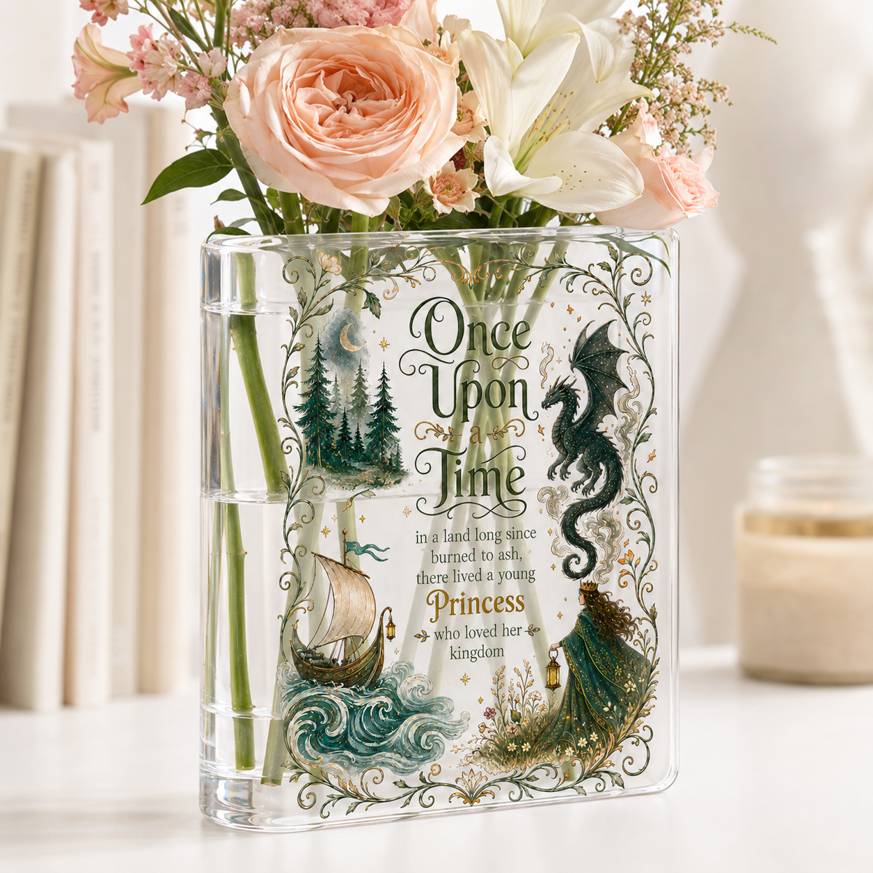Once Upon a Time Book  Acrylic Book Vase Book Lover Gift