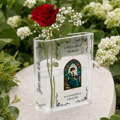 Personalized A Well-read Woman Is A Dangerous Creature Acrylic Book Vase Book Lover Gift
