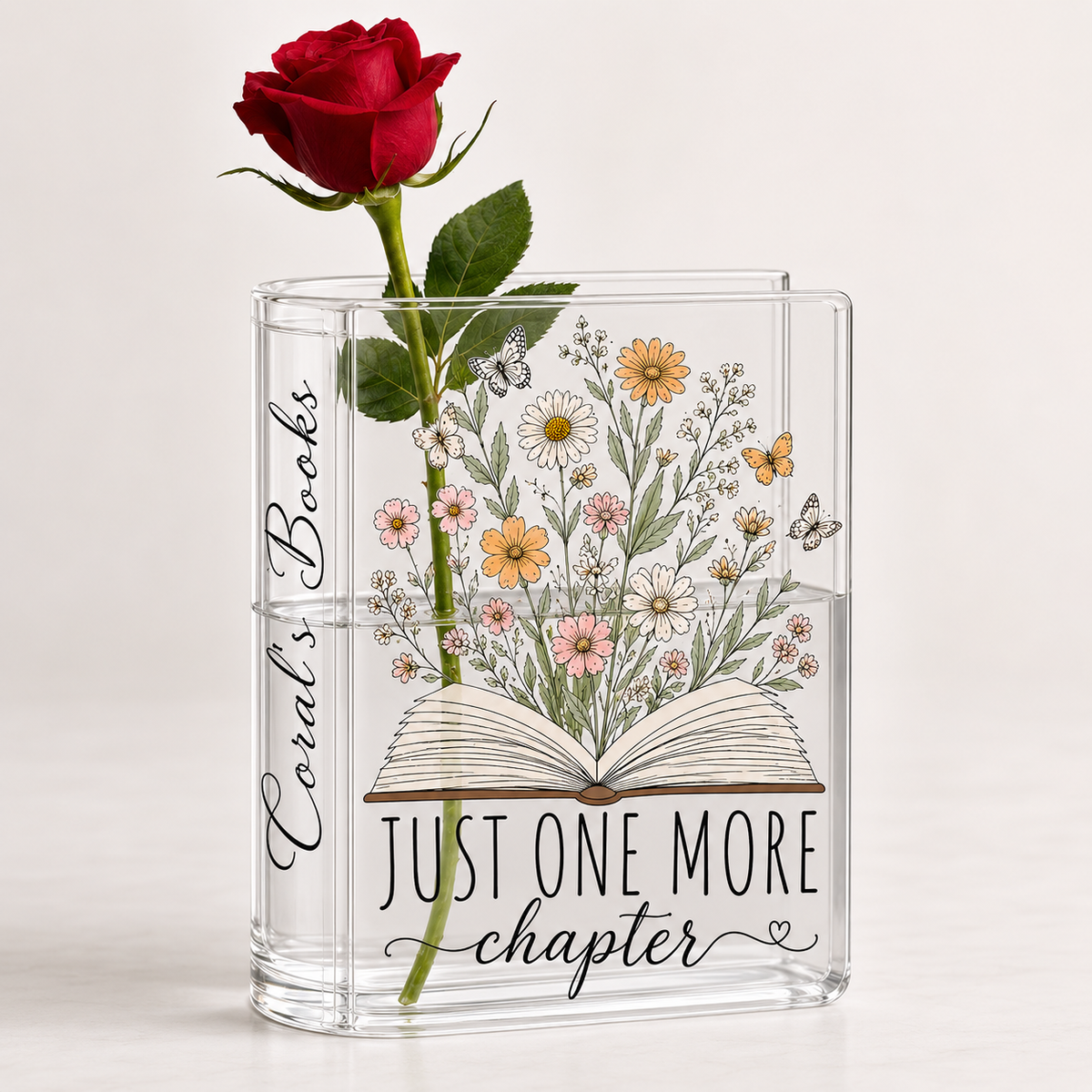 Personalized Just One More Chapter Acrylic Book Vase Book Lover Gift