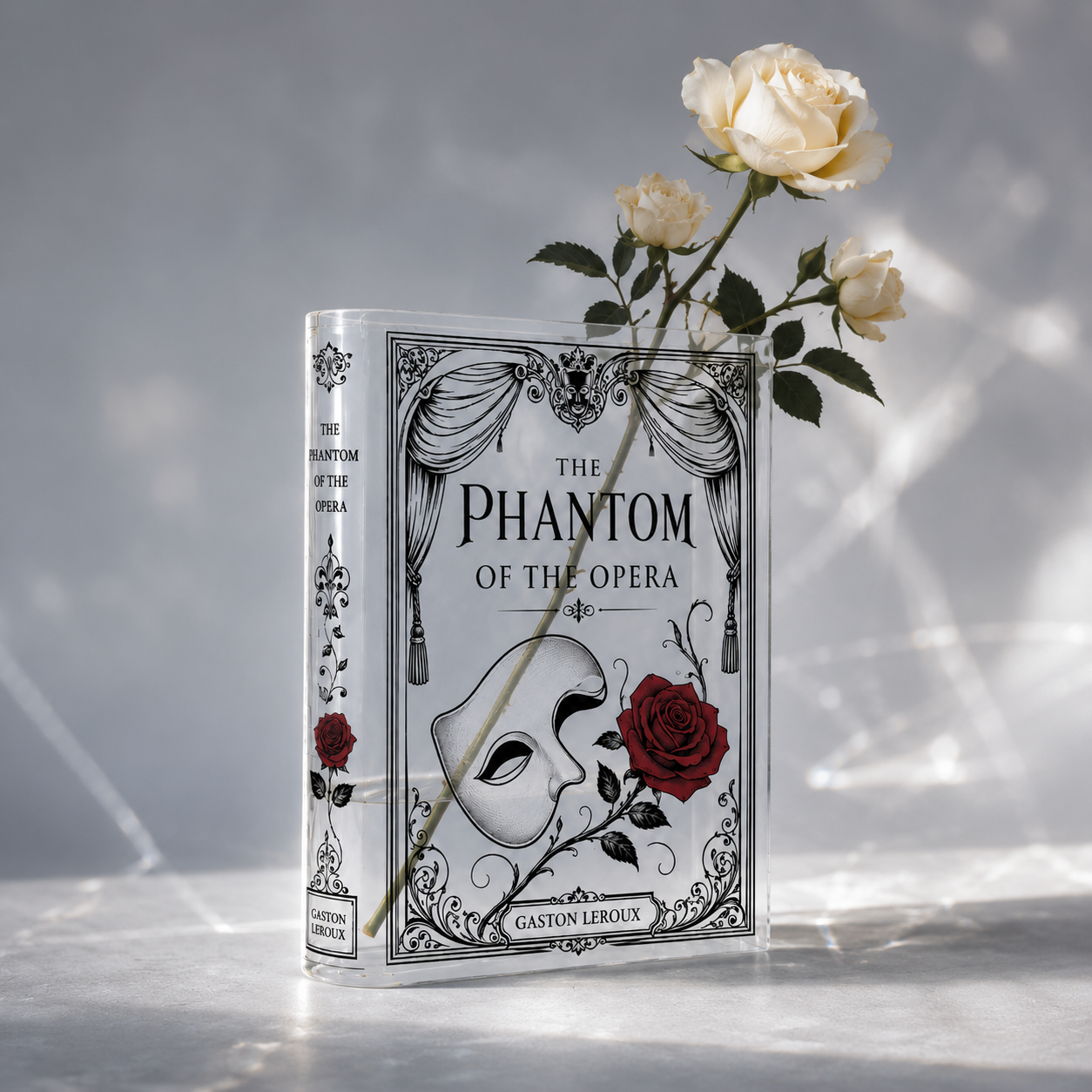 Phantom of the Opera Inspired Mask Acrylic Book Vase Book Lover Gift