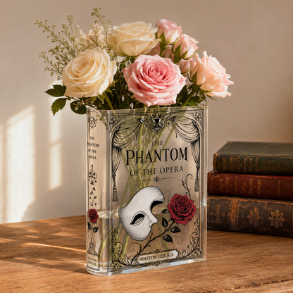 Phantom of the Opera Inspired Mask Acrylic Book Vase Book Lover Gift