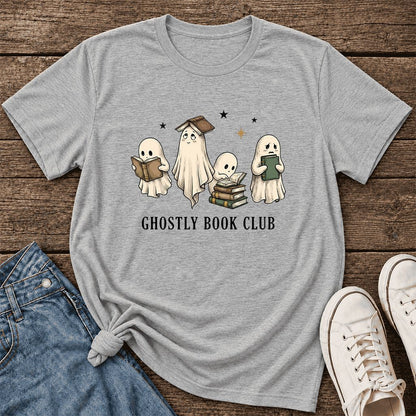 Ghostly Book Club Ultra-Soft Cotton T-Shirt | Spooky Book Lover Gift Athletic Heather