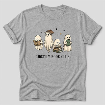 Ghostly Book Club Ultra-Soft Cotton T-Shirt | Spooky Book Lover Gift Athletic Heather