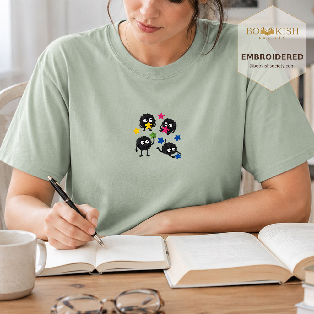 Embroidered Sprite Catching Star Candy Comfort Color ® T-shirt Book Lover Gift bay