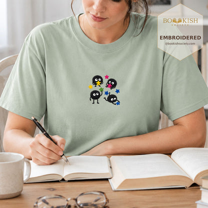 Embroidered Sprite Catching Star Candy Comfort Color ® T-shirt Book Lover Gift bay
