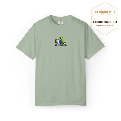 Embroidered Bookworm Comfort Color ® T-shirt Book Lover Gift Bay