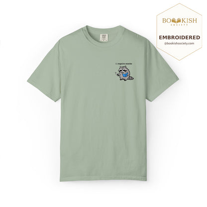 Embroidered I Require Snacks Comfort Color ® T-shirt Book Lover Gift Bay